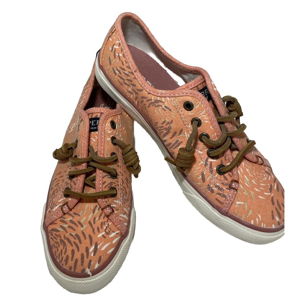 Sperry Top Sider Orange Canvas Boat Shoes Women's US 6 1/2 Medium Coastal